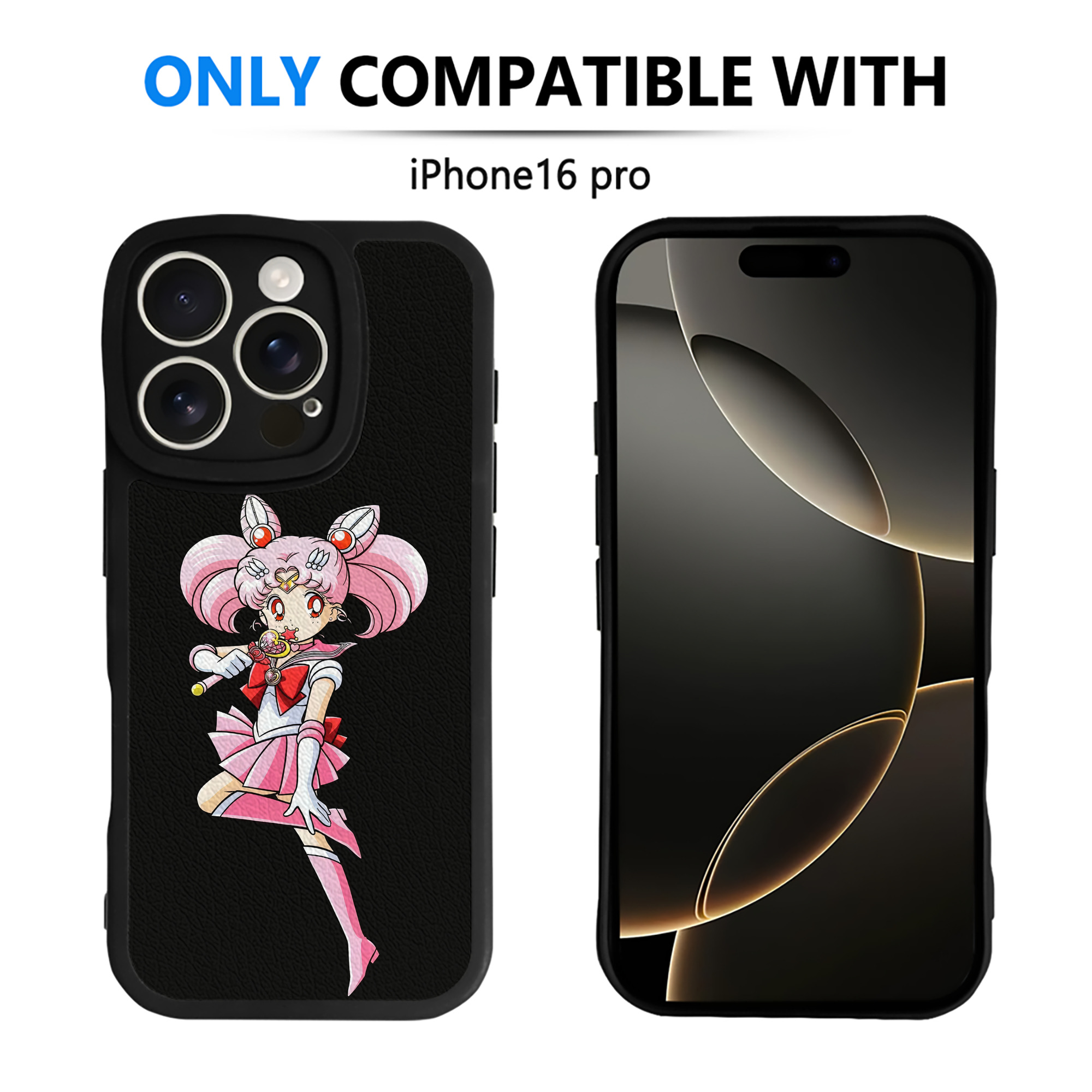 （画像用） 美少女戦士セーラームーン ちびうさ Sailor Moon Chibiusa Tsukino Usagi Small Lady Serenity 【iPhone 16シリーズ対応】シリコンスマホケース（レザー調） 材質：シリコン